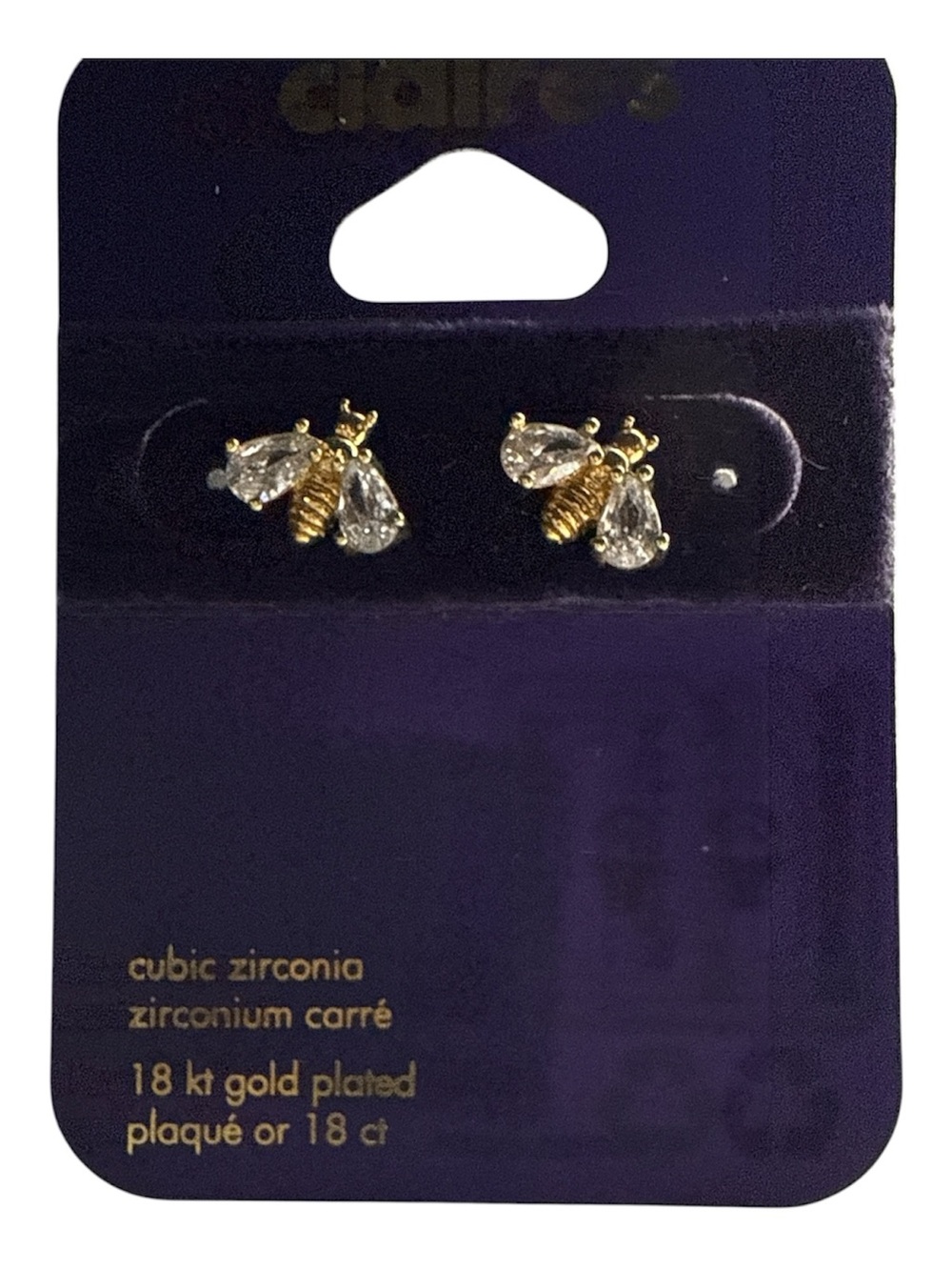 Claire's Gold Bee Stud Earrings with Clear Stones